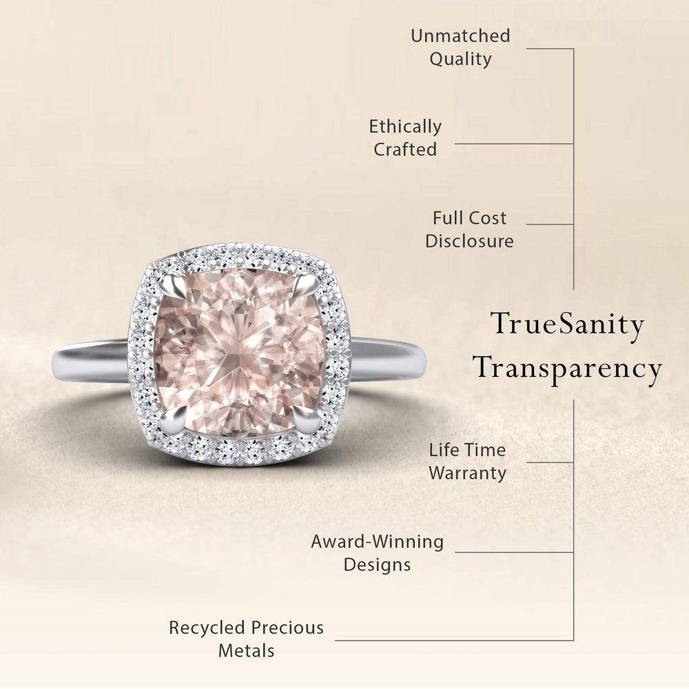 Morganite & Diamond Halo Ring - Ziva