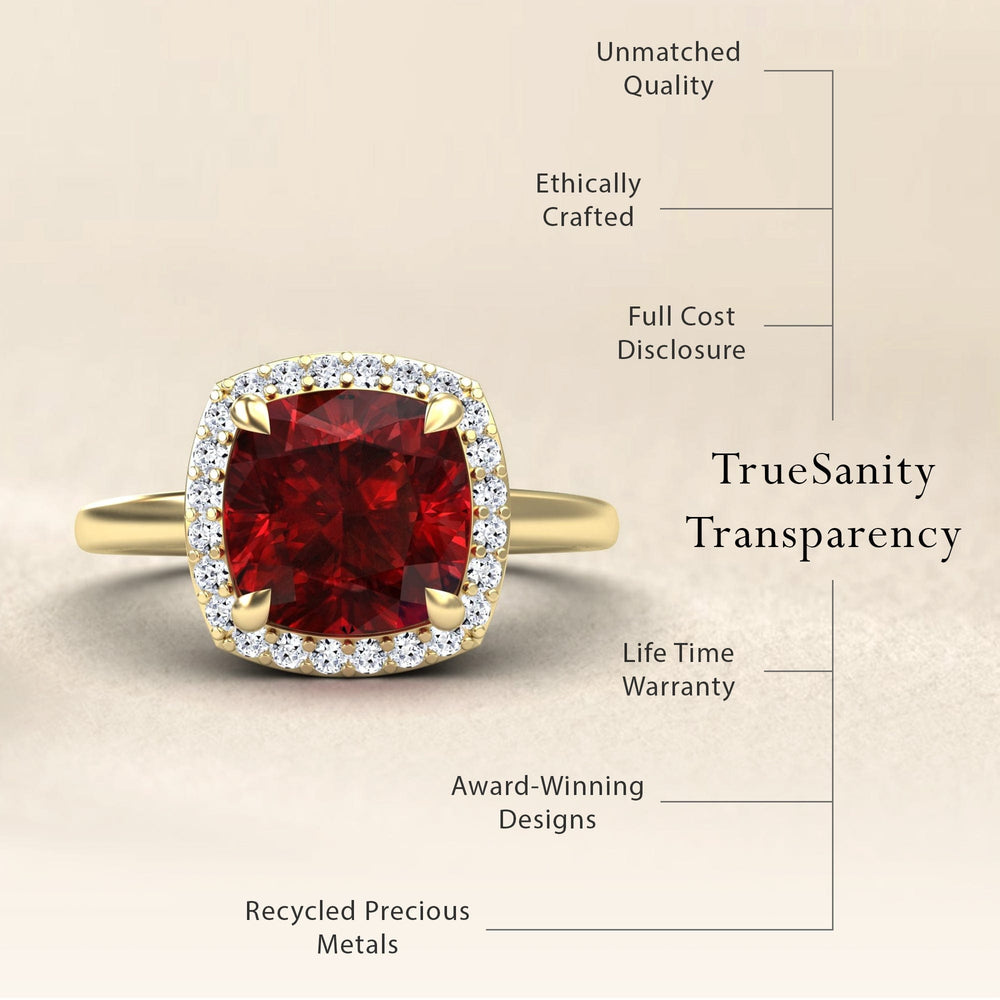 Lab Grown Ruby & Diamond Halo Ring - Ziva