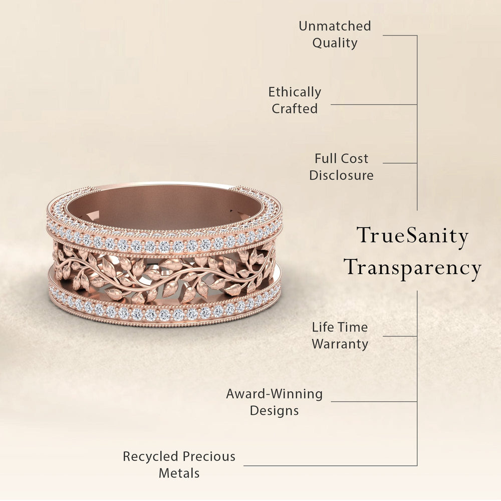 White Diamond Vine Motif Eternity Band - Casey
