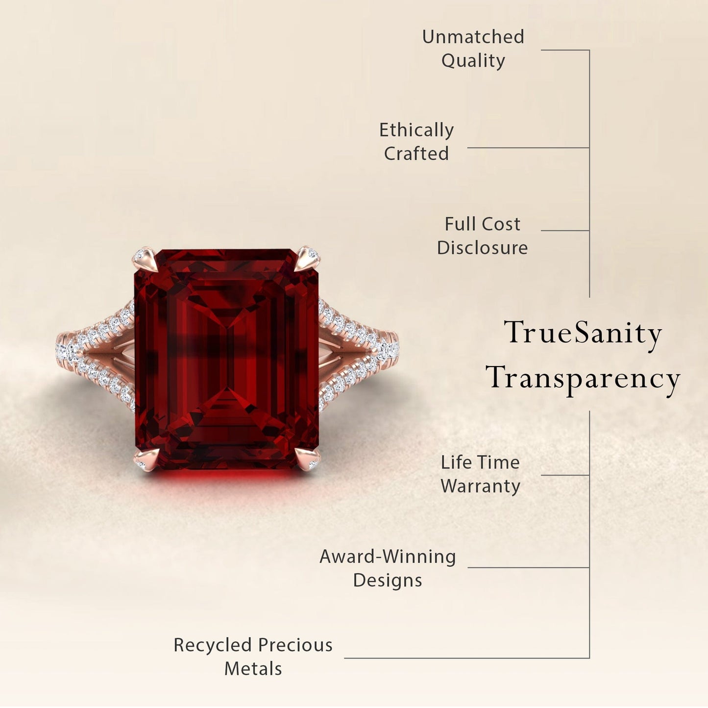 Garnet & Diamond Cocktail Ring - Ziya