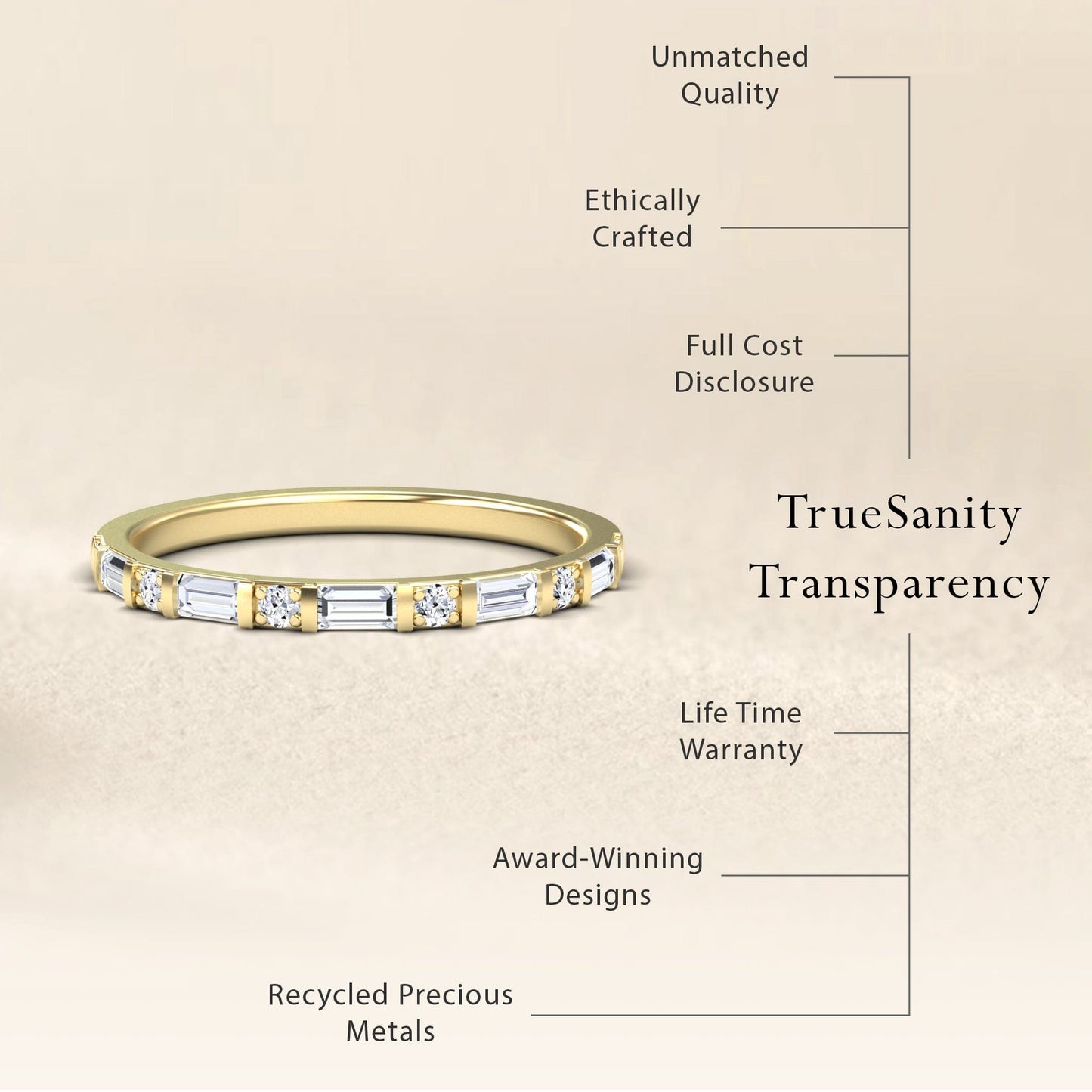 White Diamond Elegant Eternity Ring - Coral