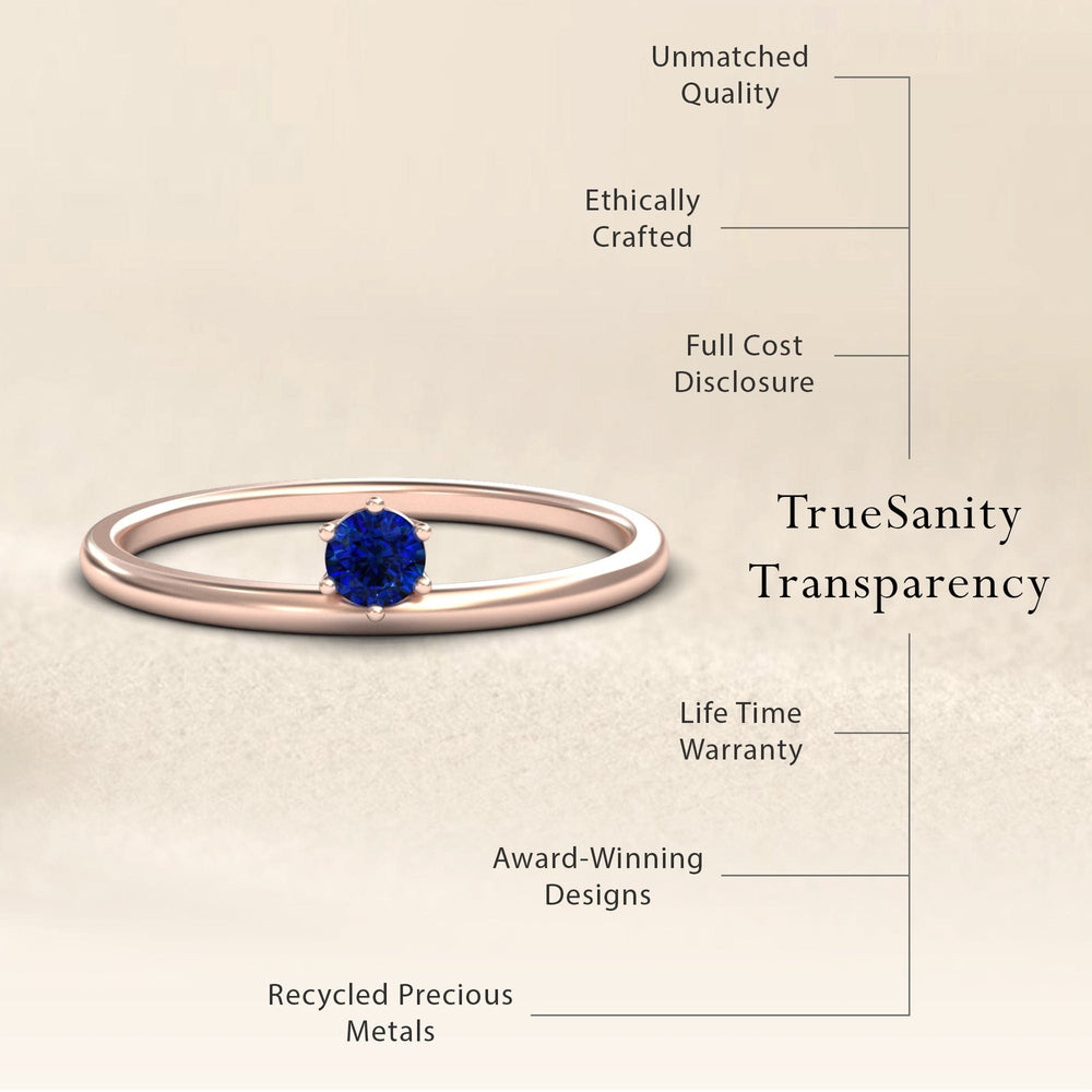 Blue Sapphire Solitaire Petite Ring - Faria