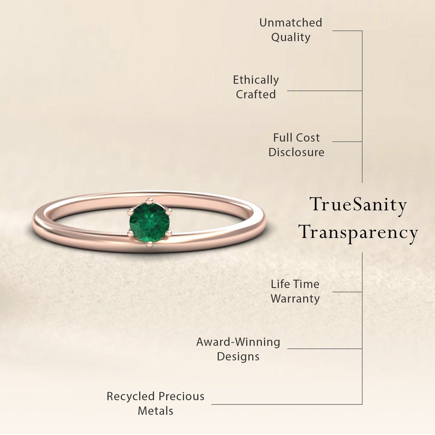 Emerald Solitaire Petite Ring - Faria