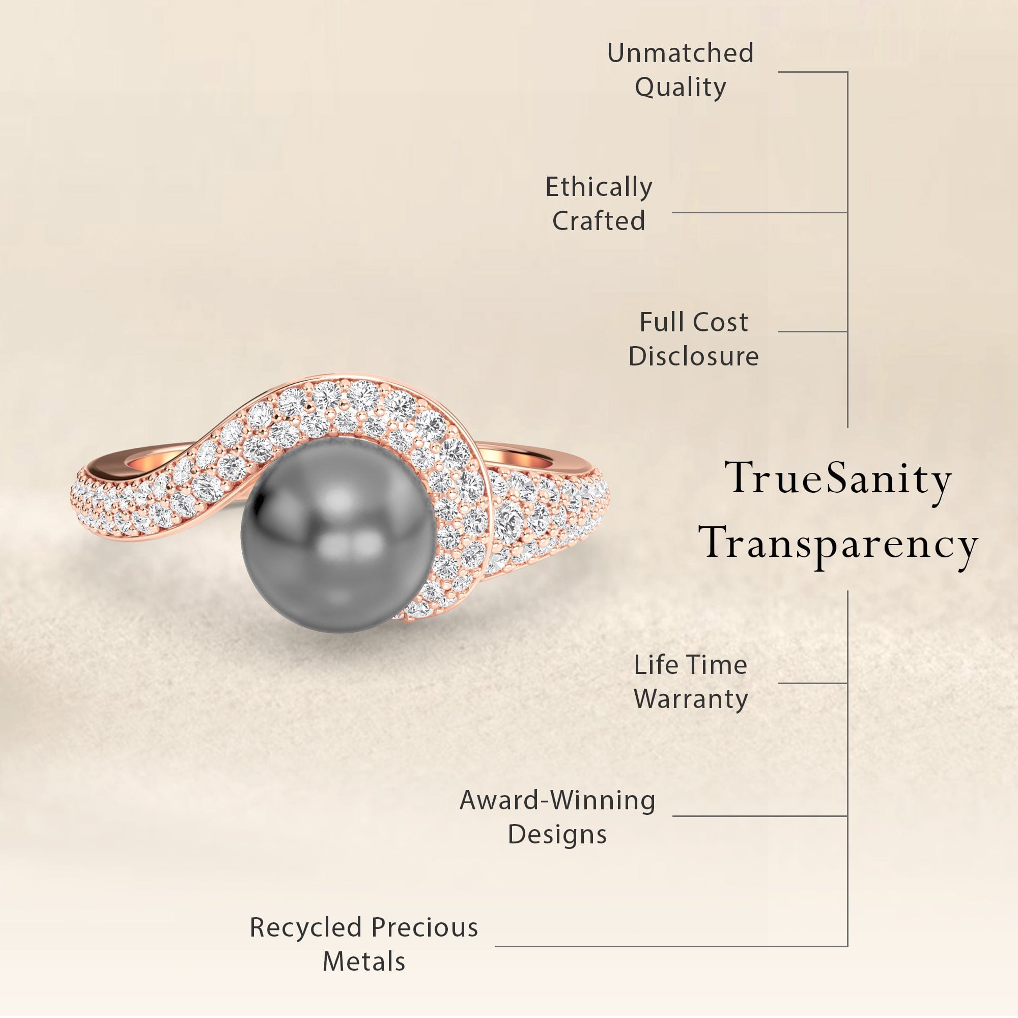 Tahitian Pearl & Diamond Accented Twist Ring - Eliana