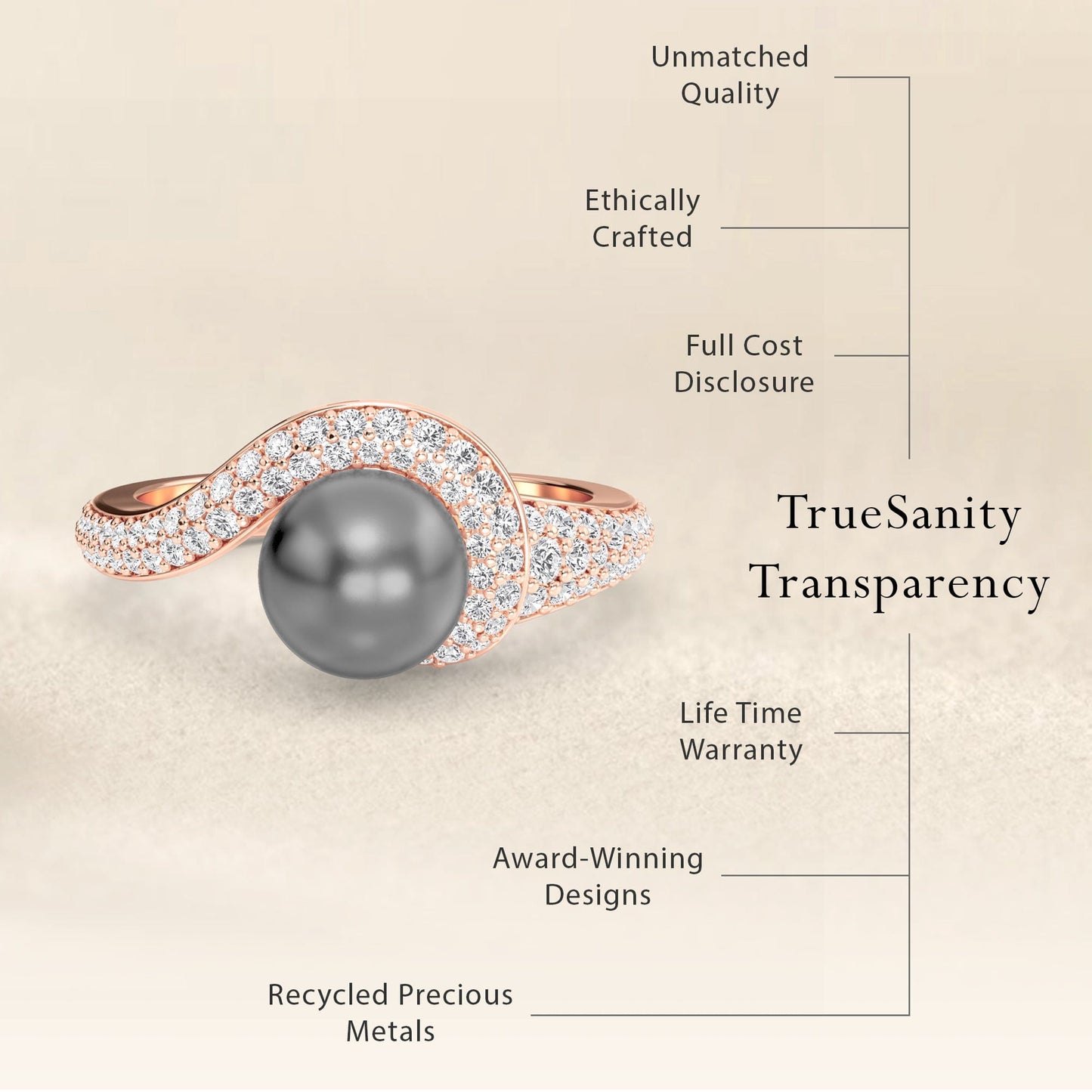 Tahitian Pearl & Diamond Accented Twist Ring - Eliana