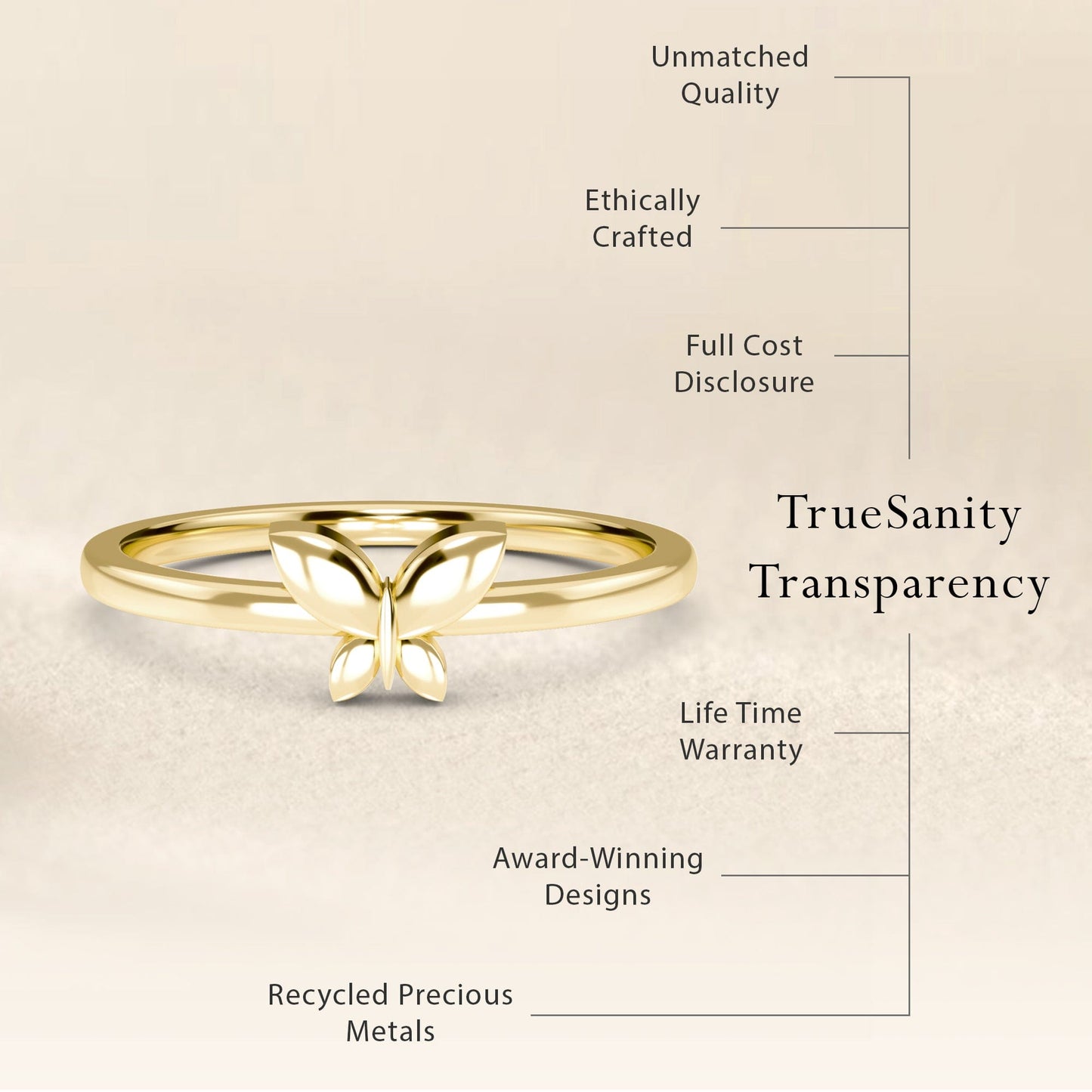 Minimalist Gold Butterfly Ring  - Asmita