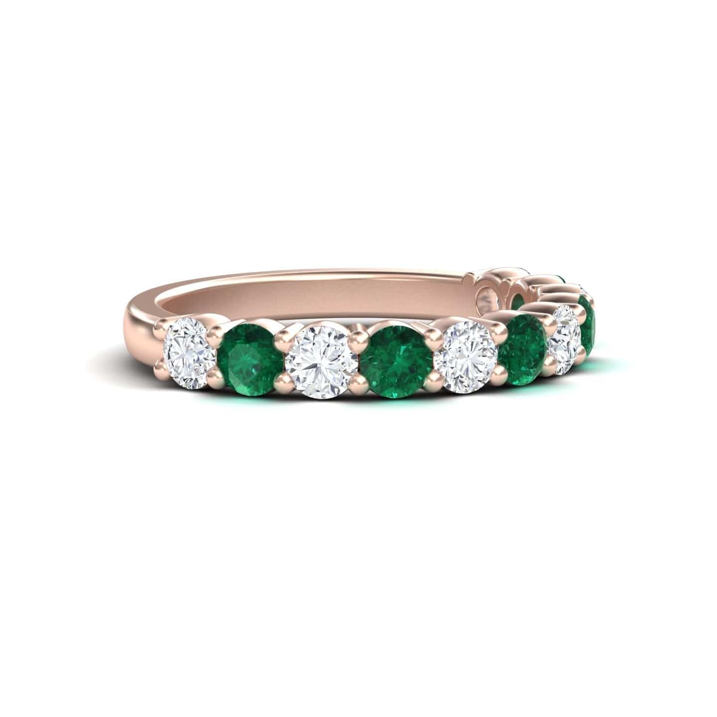 Emerald & Diamond Half Eternity Wedding Ring - Parveen