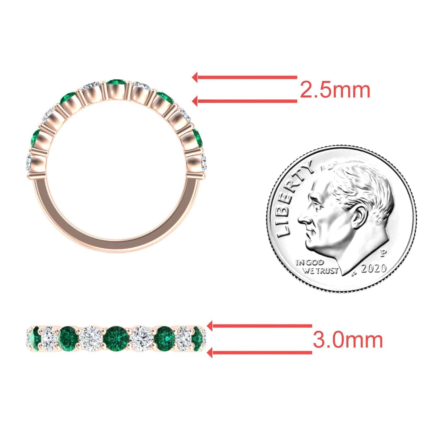 Emerald & Diamond Half Eternity Wedding Ring - Parveen