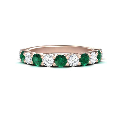 Emerald & Diamond Half Eternity Wedding Ring