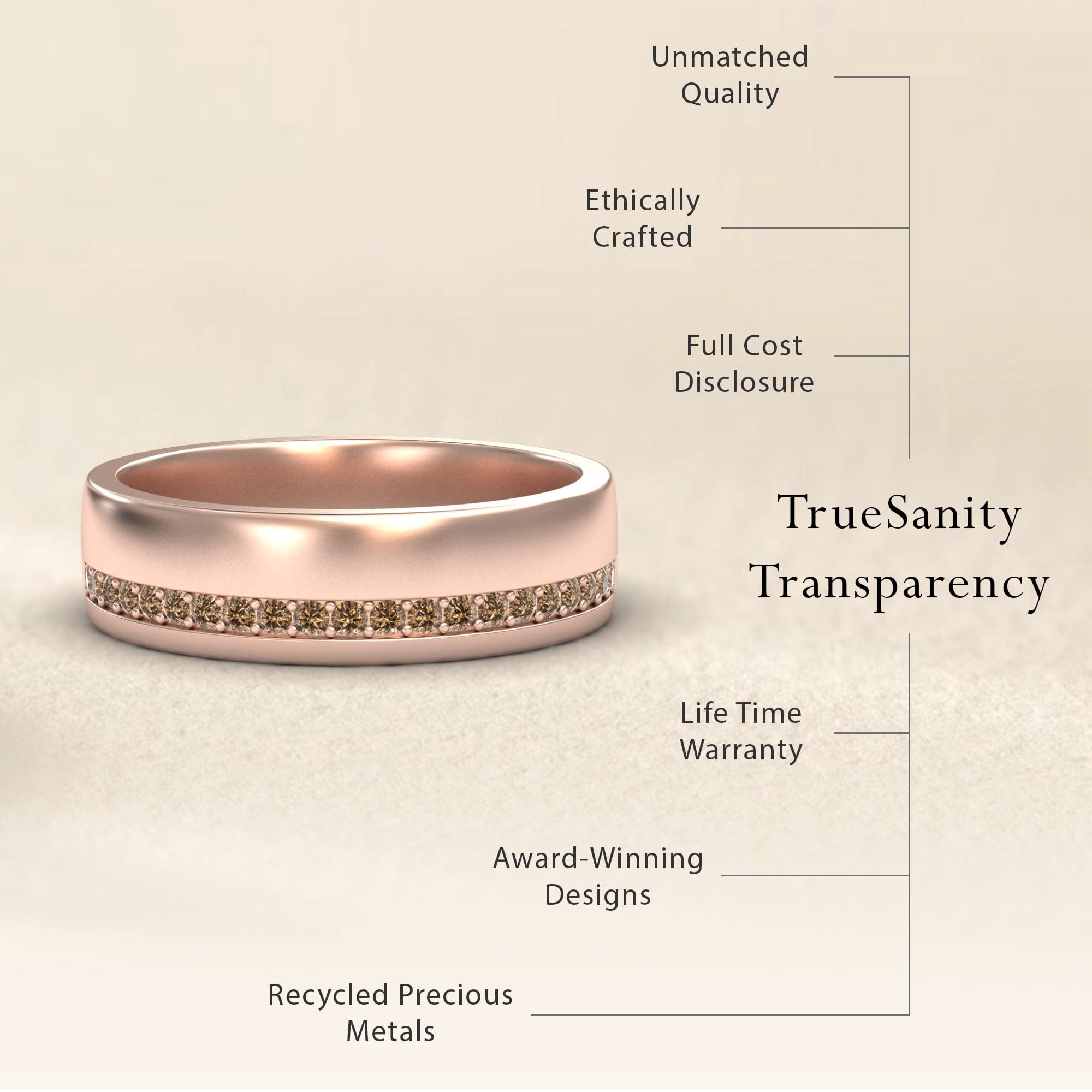 Men's Brown Diamond Channel-Set Wedding Band - Yan