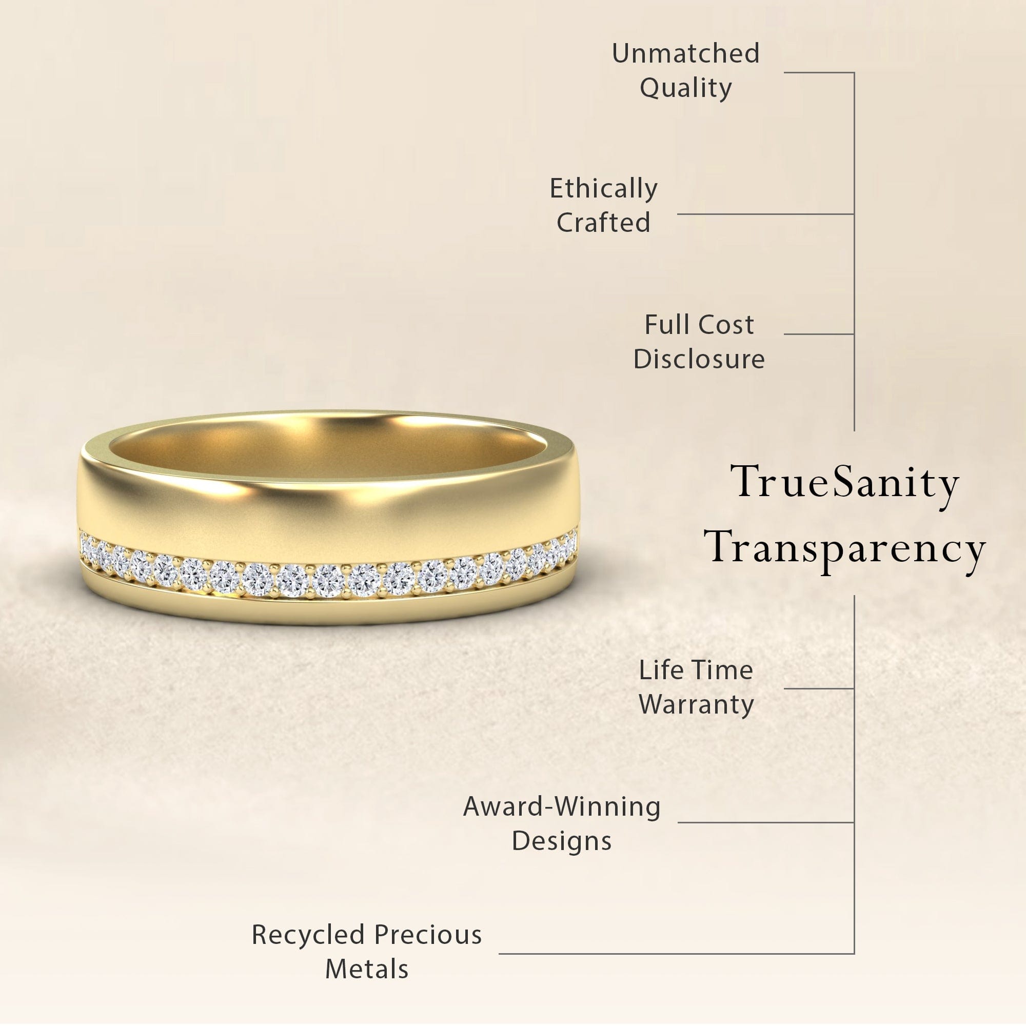 Men's White Diamond Channel-Set Wedding Band - Yan