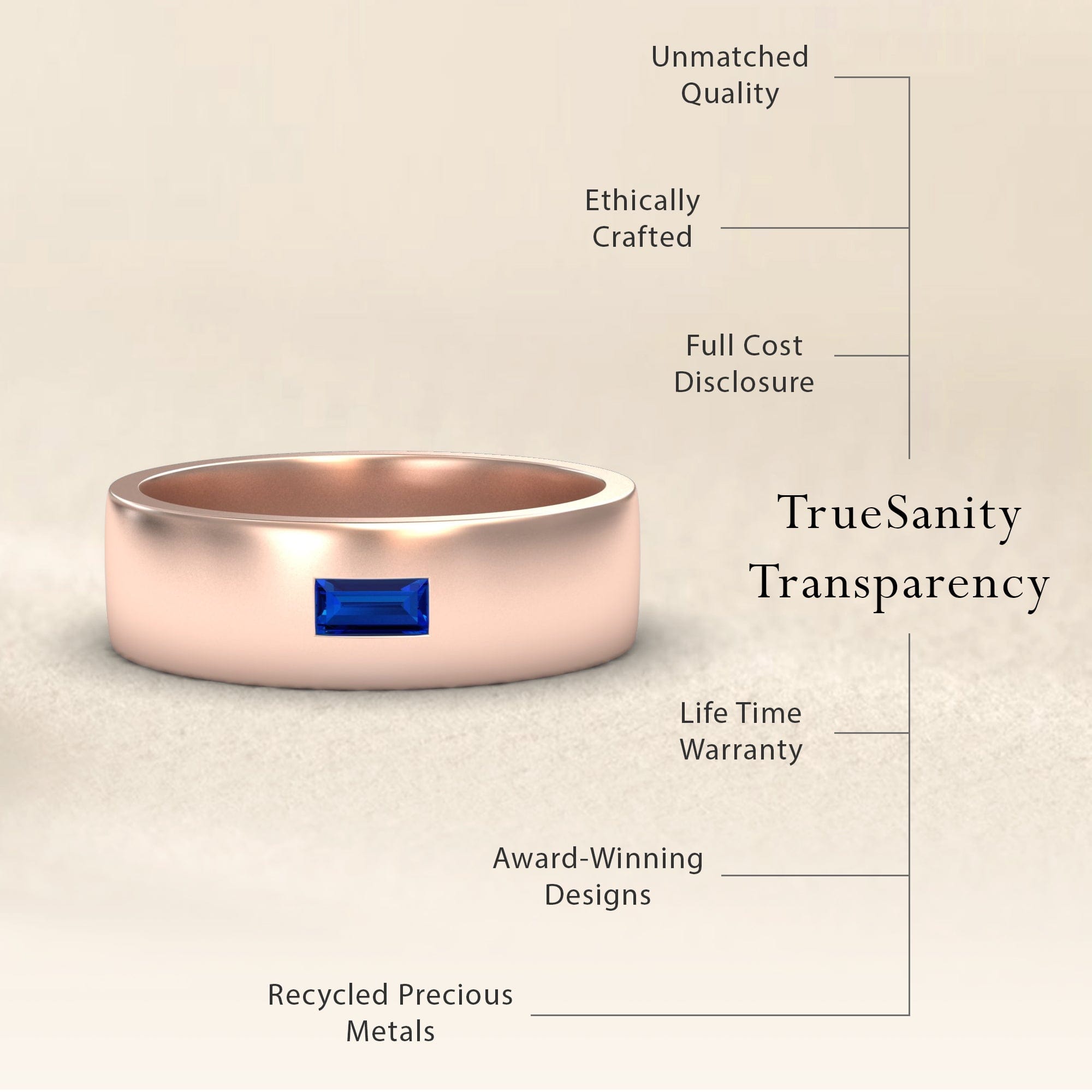 Blue Sapphire Solitaire Men’s Band Ring - Nayana