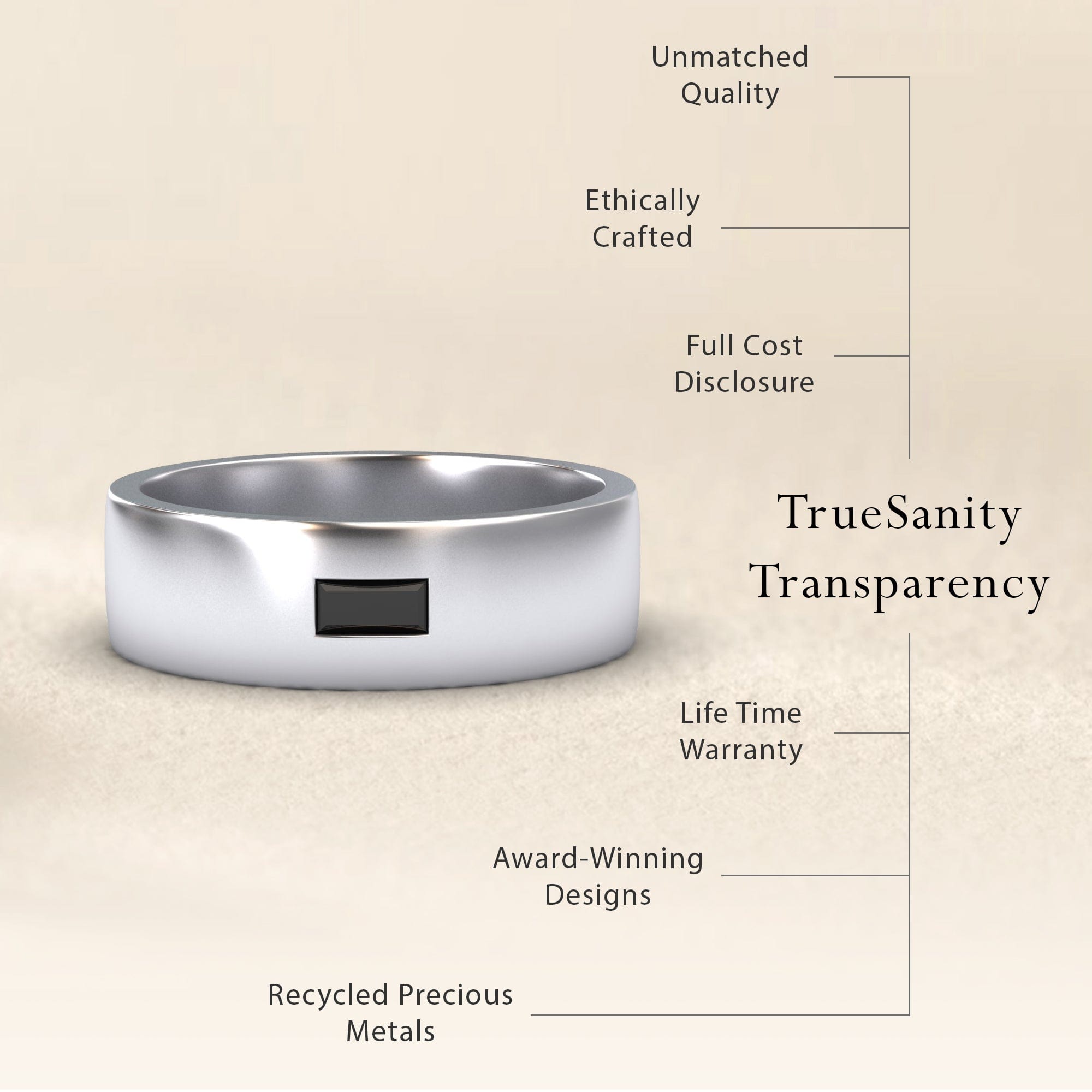 Black Diamond Solitaire Men’s Band Ring - Nayana