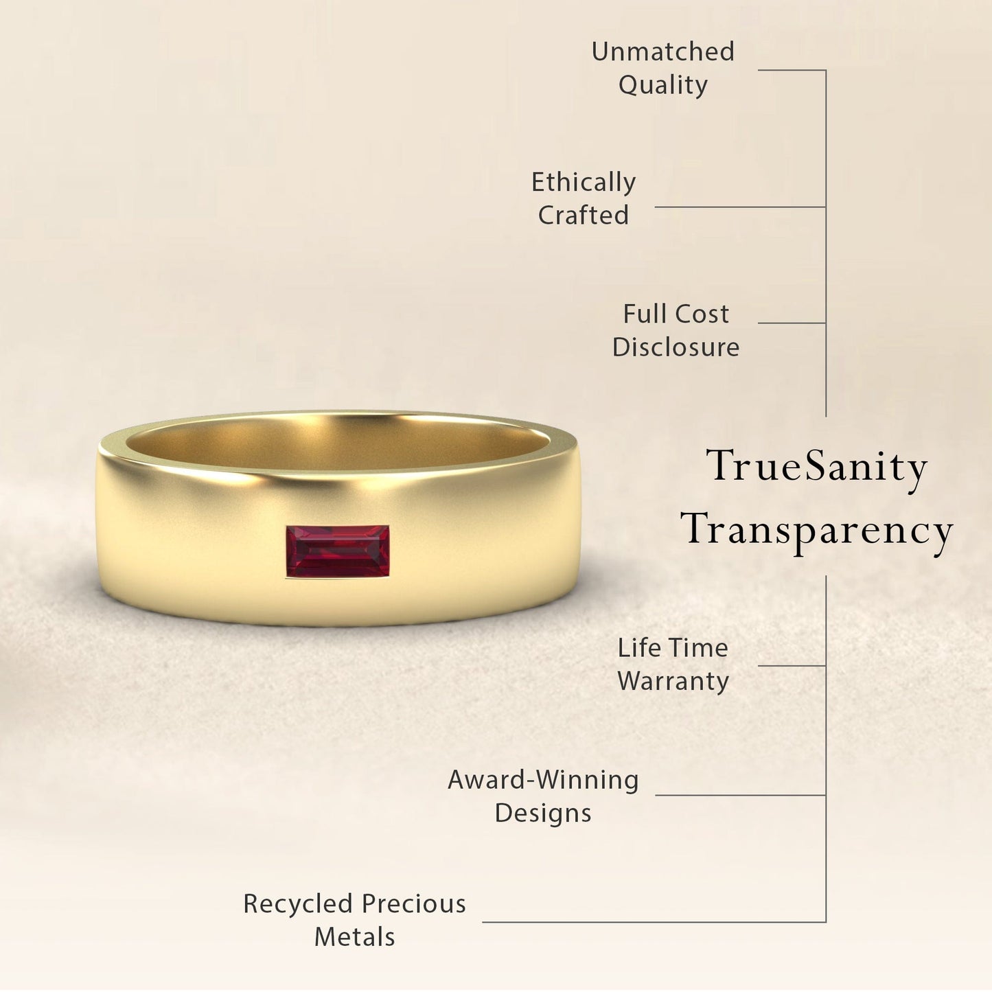 Ruby Solitaire Men’s Band Ring - Nayana