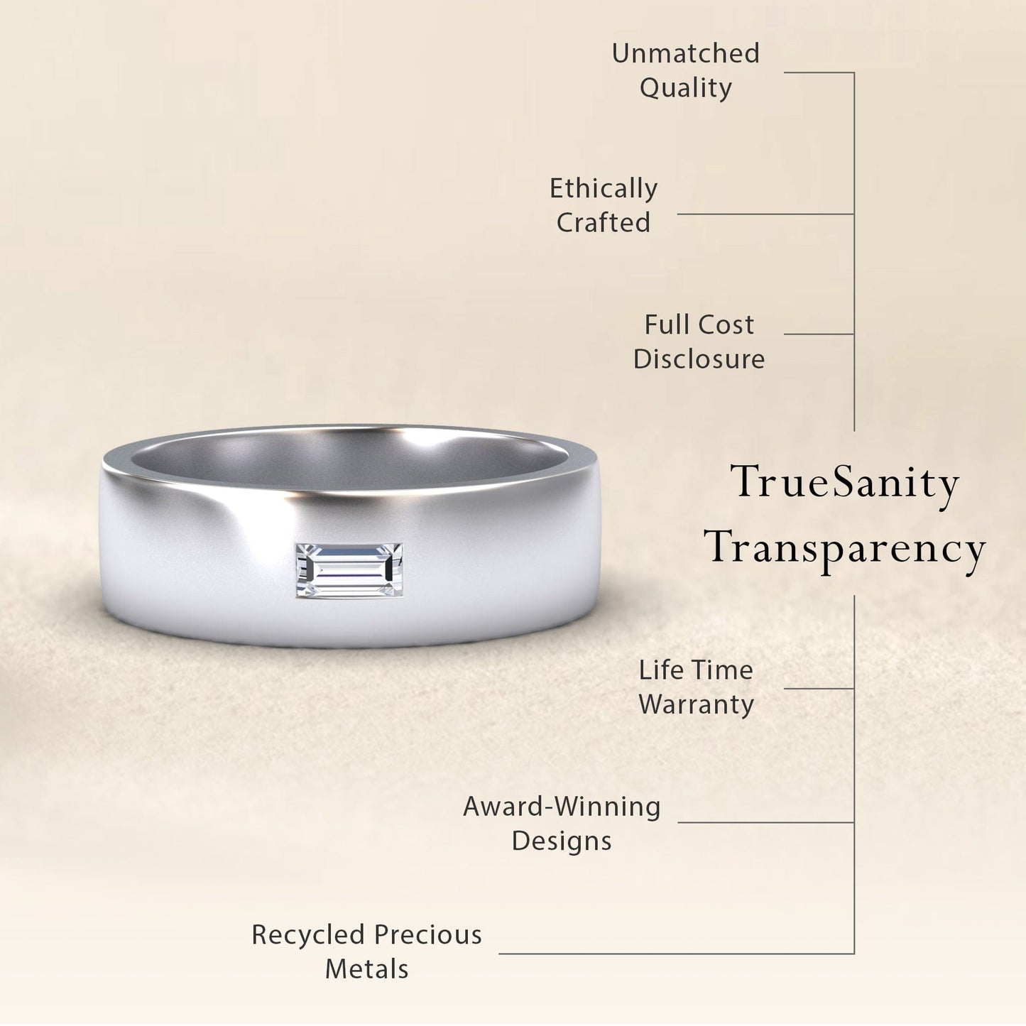 Diamond Solitaire Men’s Band Ring - Nayana