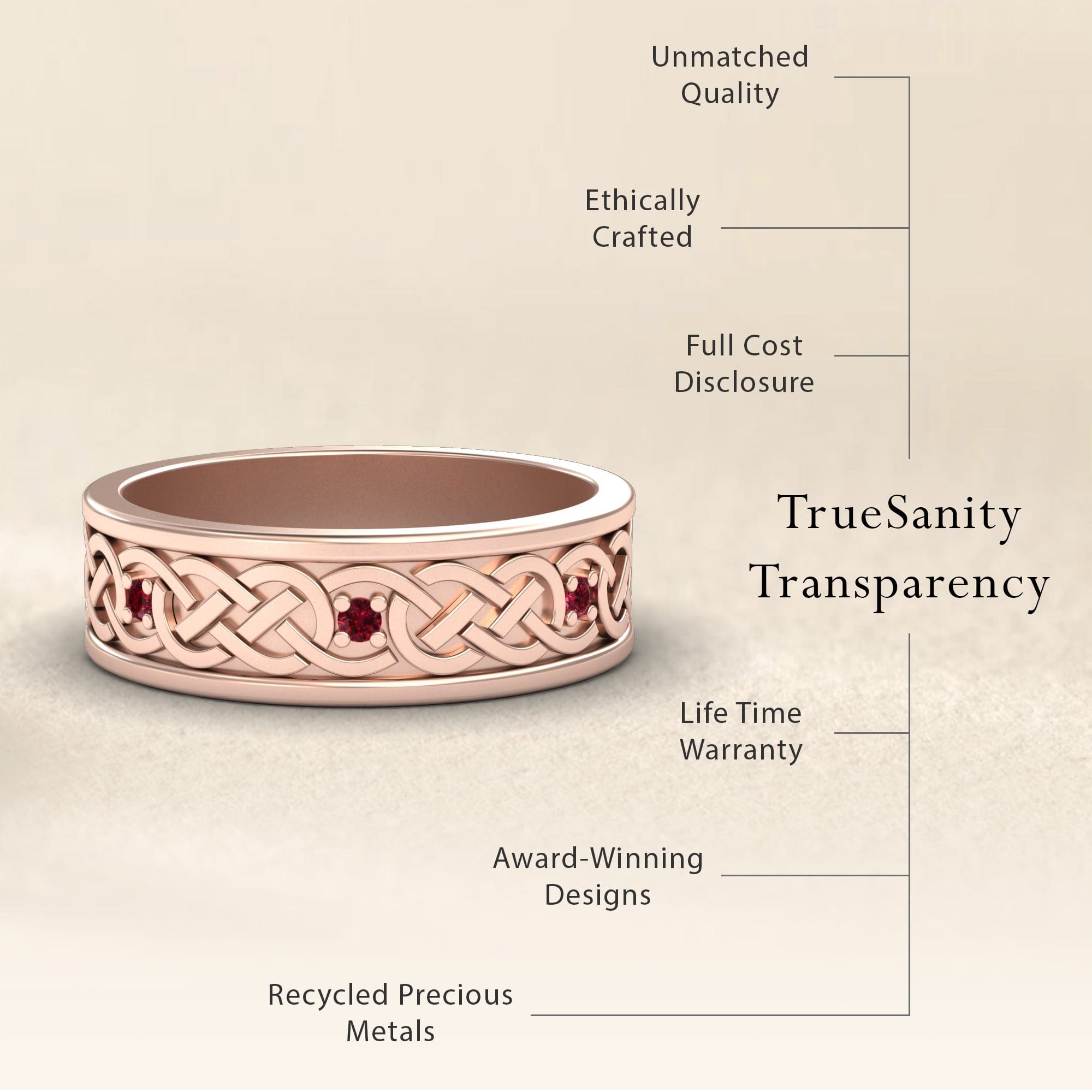 Ruby Celtic Knot Wedding Band - Li Mei
