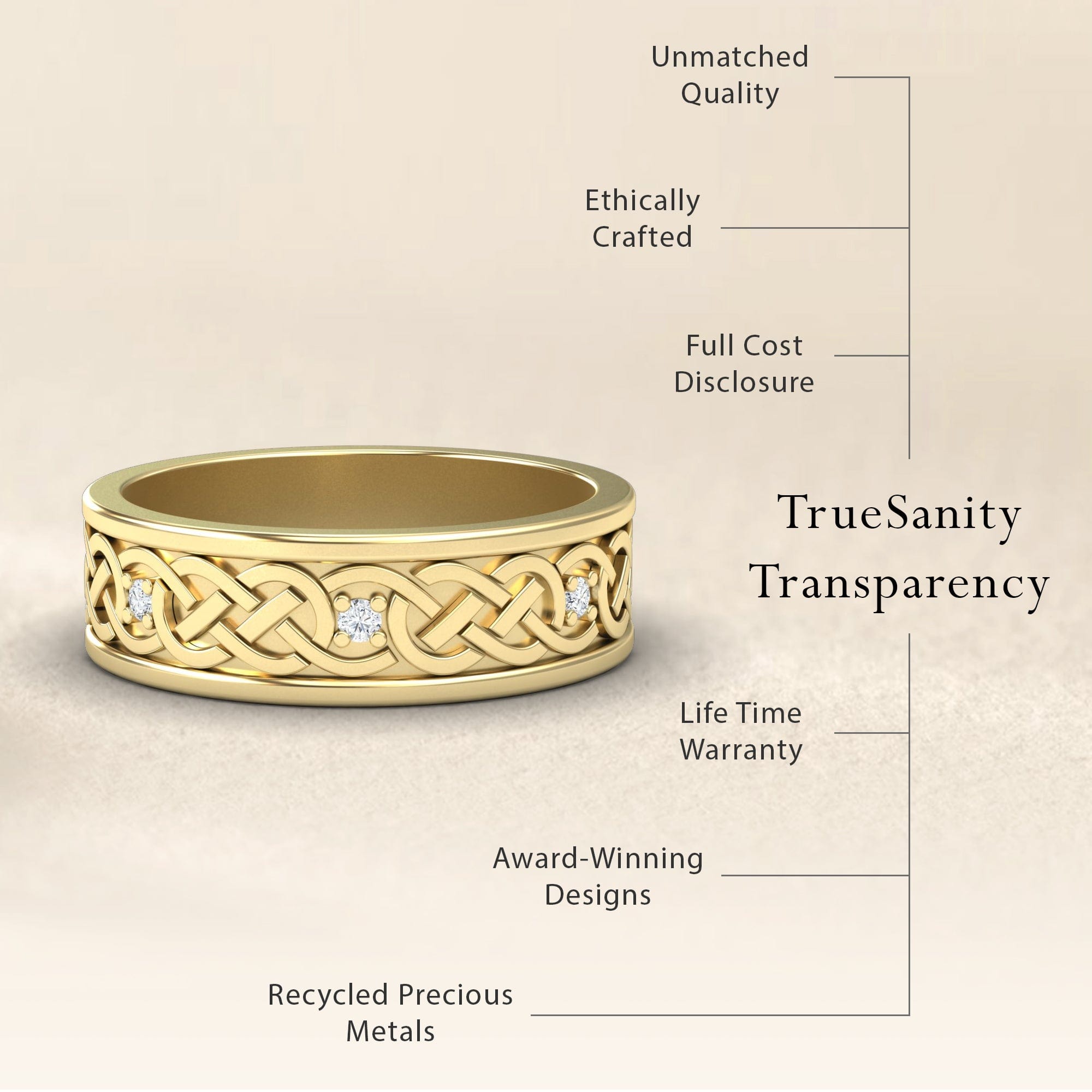 White Diamond Celtic Knot Wedding Band - Li Mei