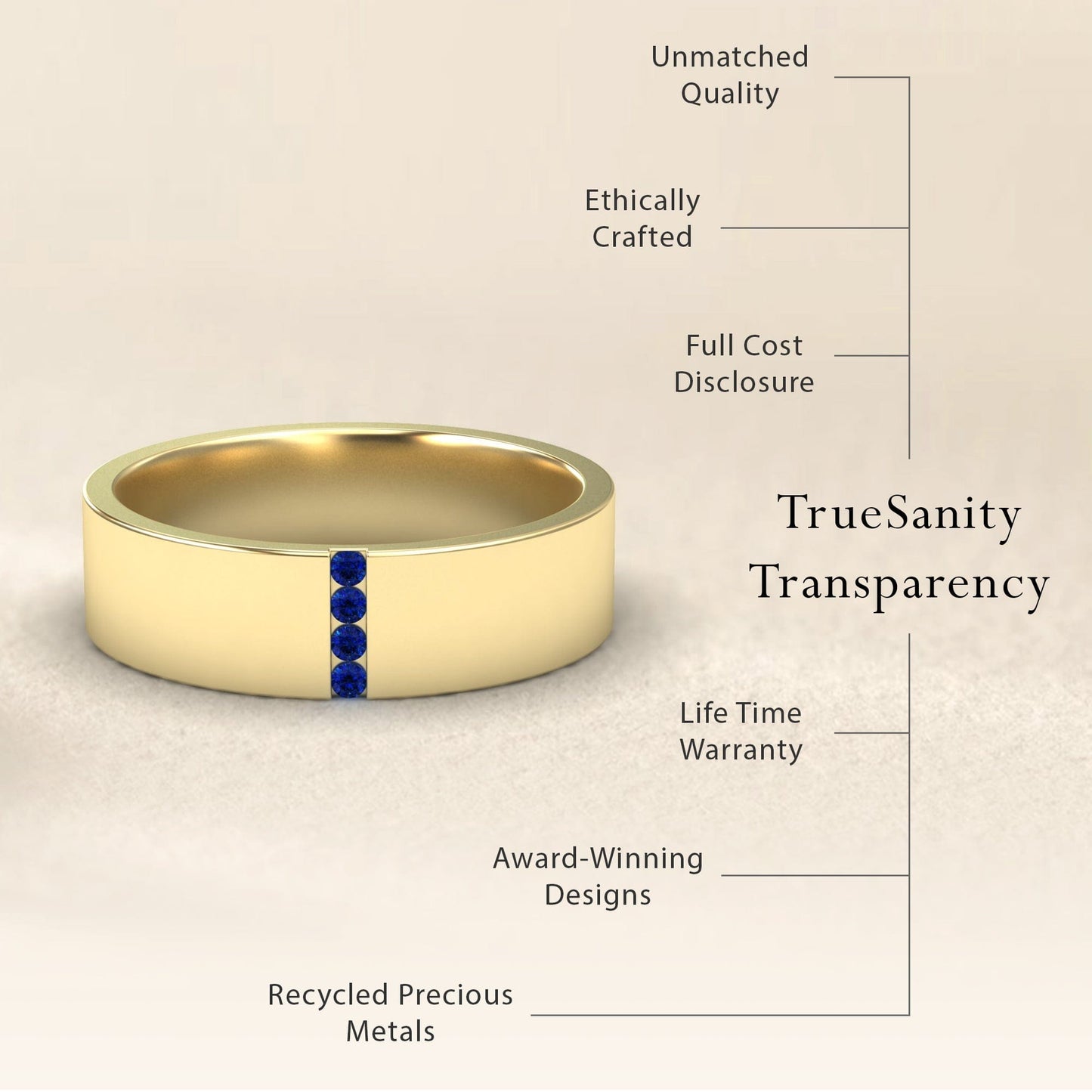 Men's 5.5mm Blue Sapphire Wedding Ring - Chase