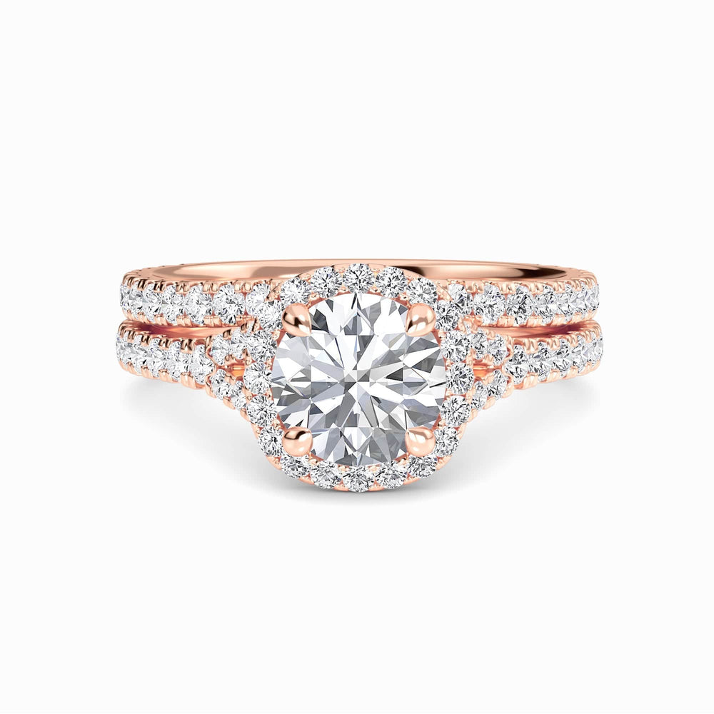 White diamond crossover pave solitaire bridal engagement ring
