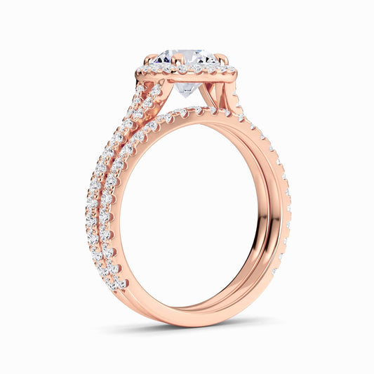 White Diamond Crossover Pave Solitaire Bridal Engagement Ring - Raven