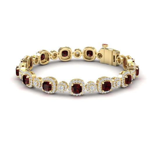 Garnet & White Diamond Tennis Bracelet - Erina