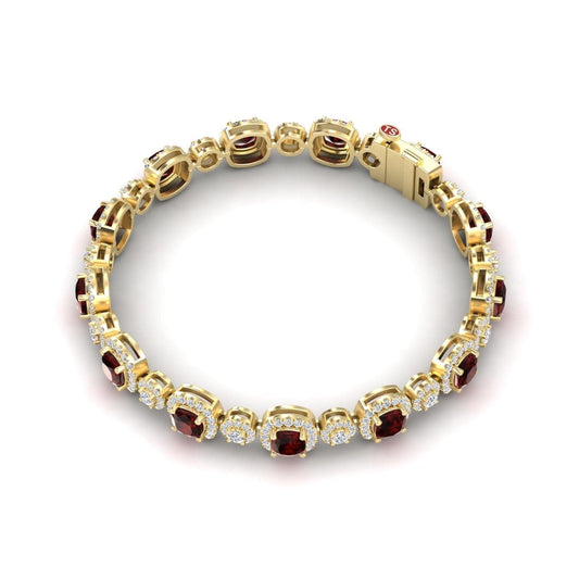Garnet & White Diamond Tennis Bracelet - Erina