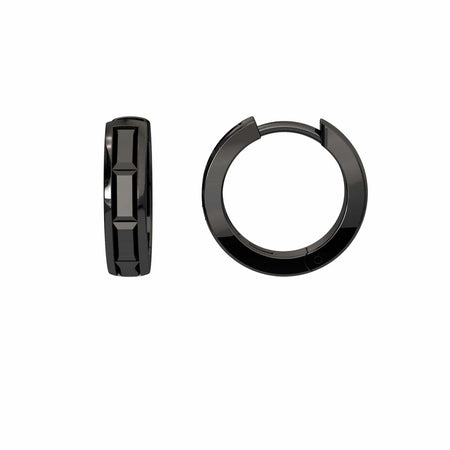 Black Diamond Channel-Set Baguette Hoop Earrings - Vera