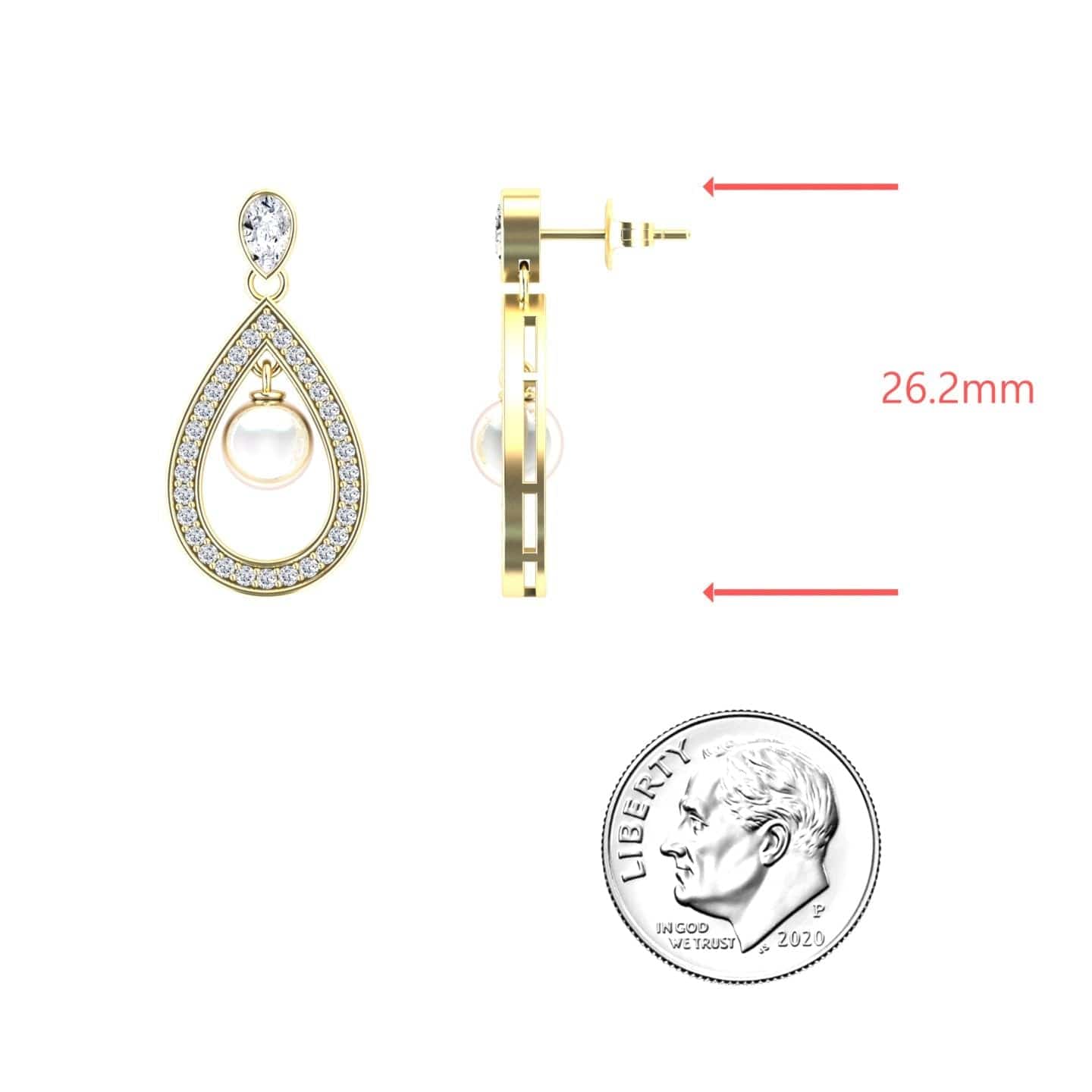 White Akoya Pearl & Diamond Halo Drop Earrings - Kiran