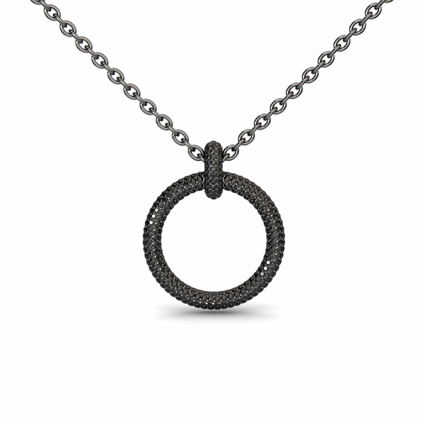 Black Diamond Circle Necklace - Aileen