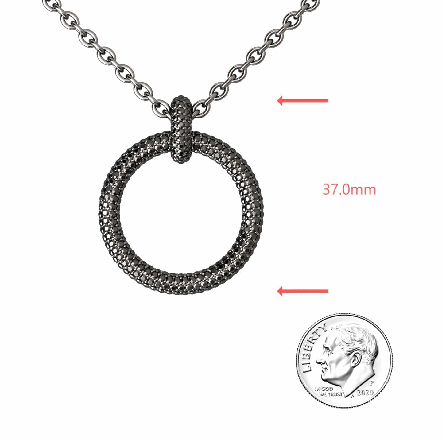 Black Diamond Circle Necklace - Aileen