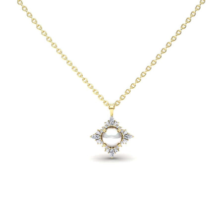 White Akoya Pearl & Diamond Starburst Necklace - Cassandra