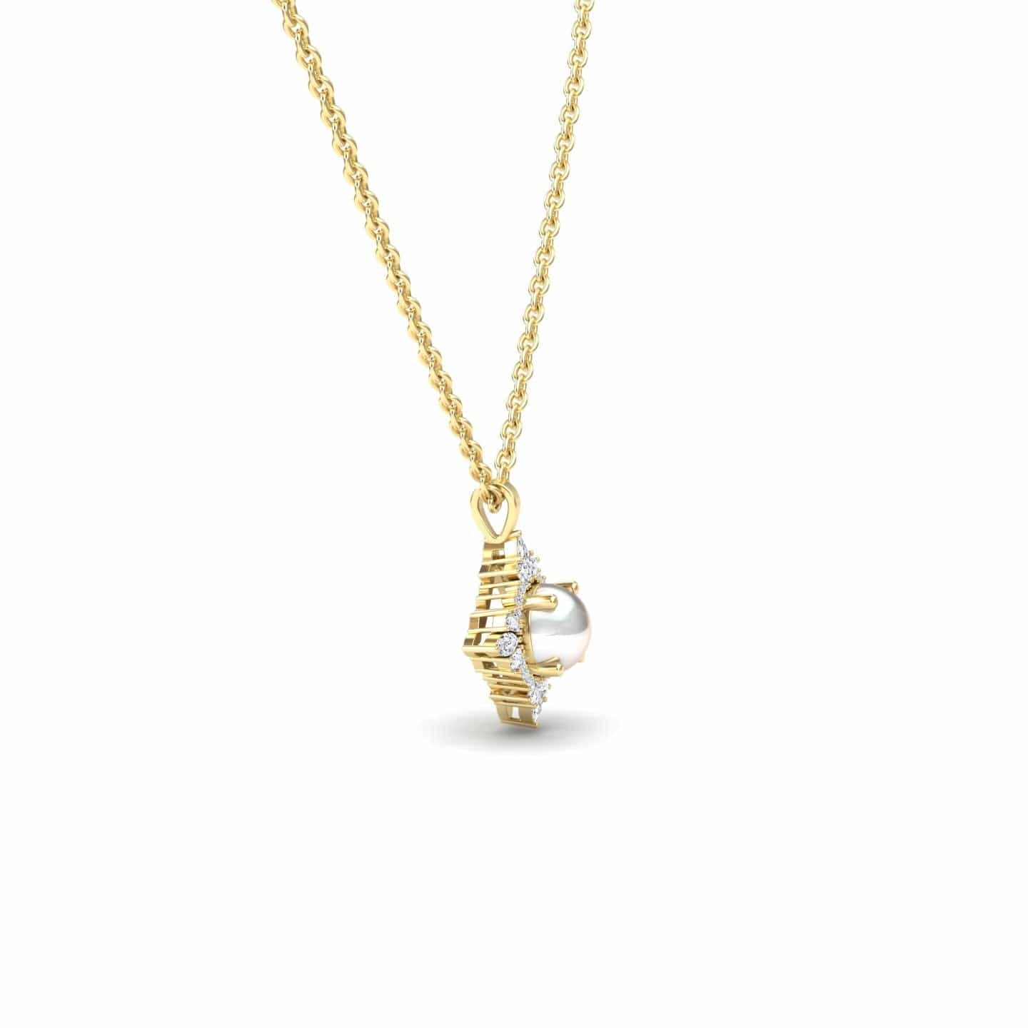 White Akoya Pearl & Diamond Starburst Necklace - Cassandra