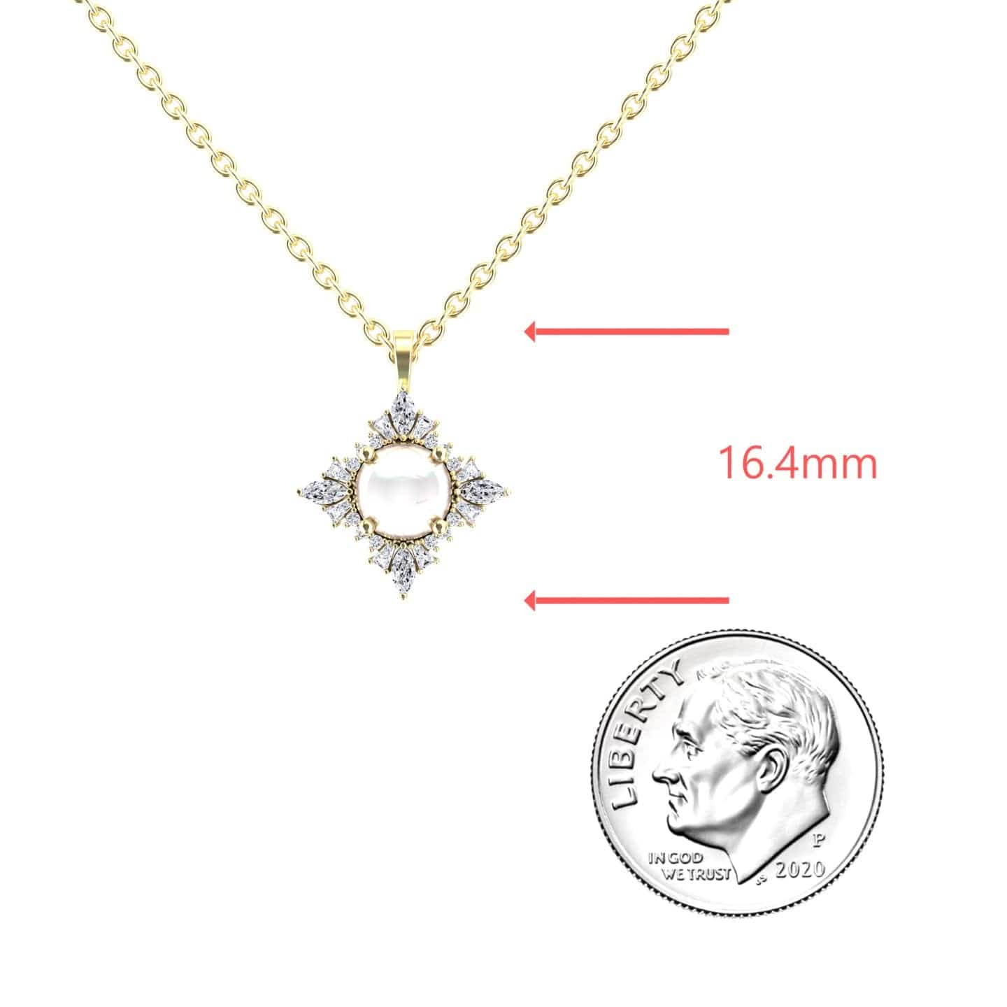 White Akoya Pearl & Diamond Starburst Necklace - Cassandra