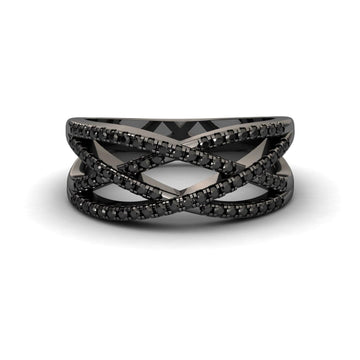 Black Diamond Criss-Cross Pave Band Ring - Eden