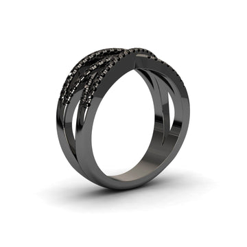 Black Diamond Criss-Cross Pave Band Ring - Eden