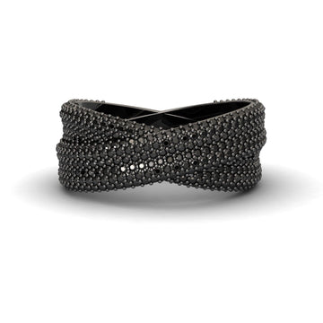 Black Diamond Pave Crossover Statement Ring - Noor