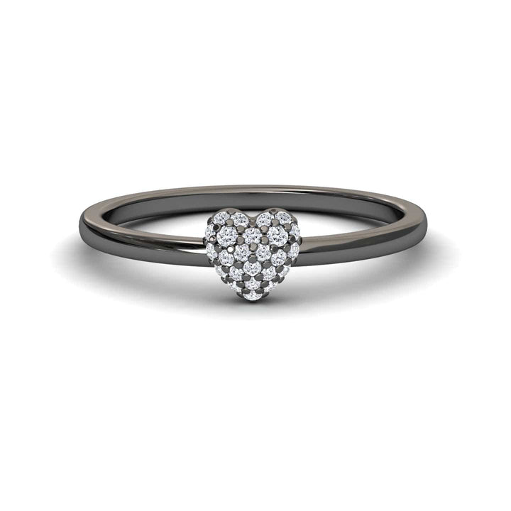 White Diamond Pave Heart Ring - Bonita